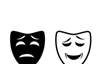 Set vettoriale di maschere teatrali classiche della commedia e della tragedia