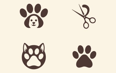 Conjunto de ícones de patas de animais para uso em lojas de animais e clínicas veterinárias.