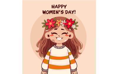 "FREE" Cartoon of a Girl with Flowers in Her Hair