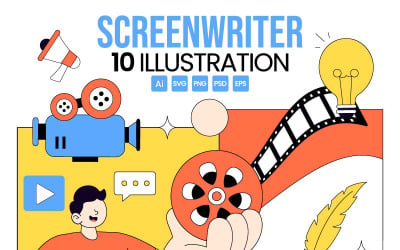 10 Screenwriter Vector Illustration