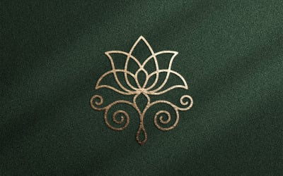 Modello di logo ornamentale floreale di lusso - Elegante emblema floreale con linee artistiche per il marchio di centri estetici e centri benessere