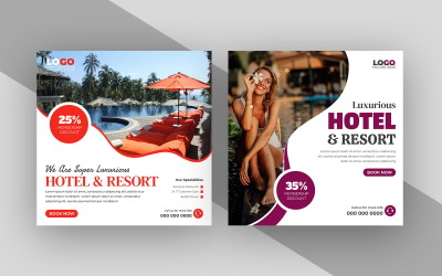 Otel ve Tatil Köyü Sosyal Medya Instagram Gönderi Şablonu Versiyon 1