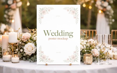 Wedding Poster Sign Mockup PSD Template