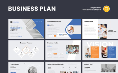 Professionelle Google Slides-Präsentationsvorlage für einen Businessplan