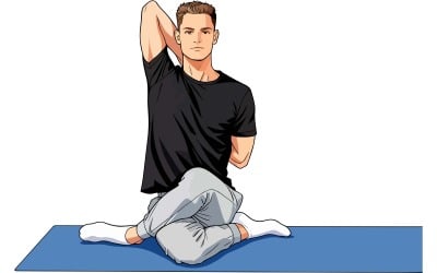Adult Man Practicing Yoga Home Illustration