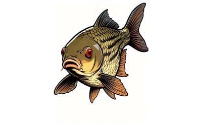 Close Up Fish Swimming Tank Aquarium (Ai Illustration Image + Vector Line Art)