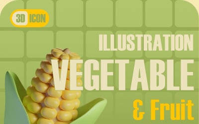 Fruit and Vegetable 3D Icon Stylized