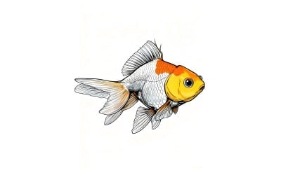 Goldfish (Ai Illustration Image + Vector Line Art)