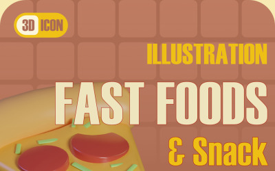 Ícone 3D estilizado de fast food e lanches