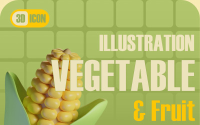 Ícone 3D estilizado de frutas e vegetais