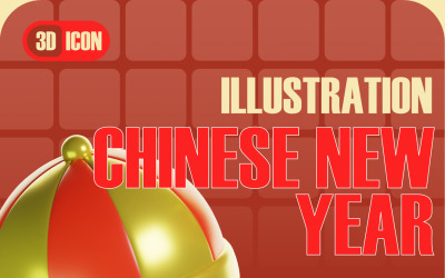 Icône 3D stylisée du Nouvel An chinois