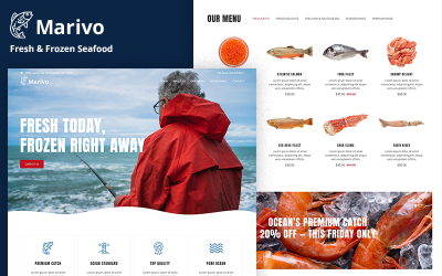 Marivo – Modelo de Página de Destino HTML5 para Frutos do Mar Frescos e Congelados