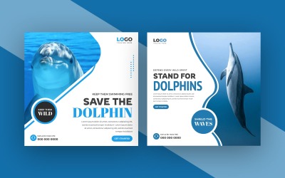 Modèle de bannière pour publication Instagram sur les réseaux sociaux « Sauver les dauphins »