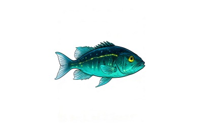Mystical Glow Deep Sea Creature Bioluminescent Fish Abyss (Ai Illustration Image + Vector Line Art)