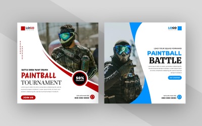 Plantilla de banner para publicación en redes sociales de Instagram para torneo de paintball