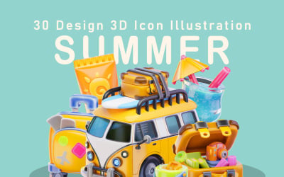 Letní prázdniny 3D ikona stylizovaná