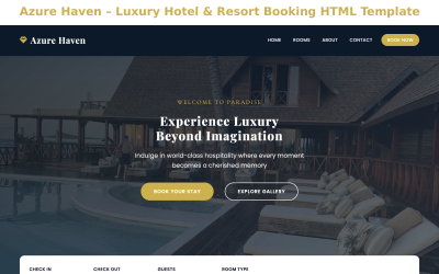 Azure Haven – 豪华酒店及度假村预订 HTML 模板