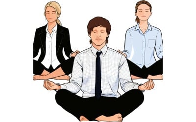 Business People Doing Yoga Park Illustration