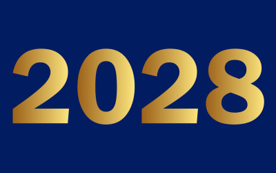 Golden 2028 Numbers On Navy Blue Background For New Year Celebration, Business Forecast