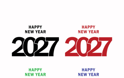 Happy New Year 2027 Graphic Set – Colorful 2027 Typography Icons for Holiday Celebration