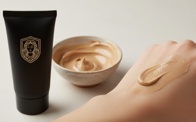 Luxury Beauty Spa Shield Logo – Elegant Feminine Goddess Emblem for Skincare &amp;amp; Cosmetic Brand