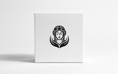 Luxury Feminine Beauty Spa Logo – Elegant Woman Face with Leaf Emblem for Skincare &amp;amp; Cosmetics