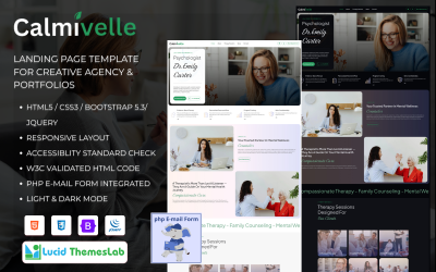 Calmivelle – Landing Page Template for Consultant, Therapist and Hospital Professionals