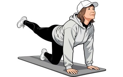 Elderly Woman Working Out Outdoors Illustration