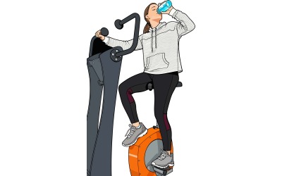 Exhausted Sporty Girl Doing Cardio Training Illustration