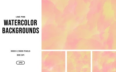 Watercolor Background Set – Lime Pink Abstract Textures