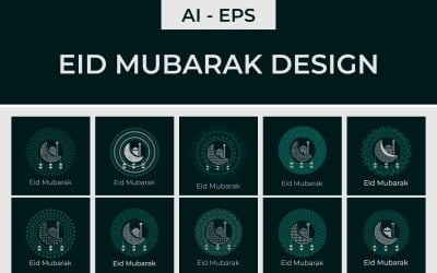 Eid Mubarak Greeting Card and Square Social Media Design