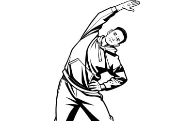 Front View Man Training Outdoors Vector Line Art