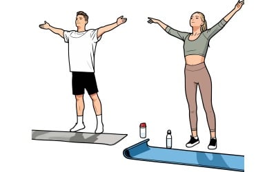 Full Shot People Exercising Together Illustration