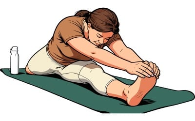 Full Shot Plus Sized Woman Stretching Illustration