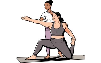 Full Shot Smiley Woman Trying Yoga Pose Illustration