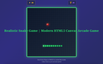 Juego de serpiente realista | Moderno juego arcade HTML5 Canvas