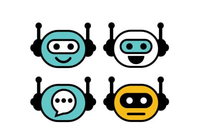 Robot Face Emoji Set Vector Emotions Icons for Chatbot AI Interface
