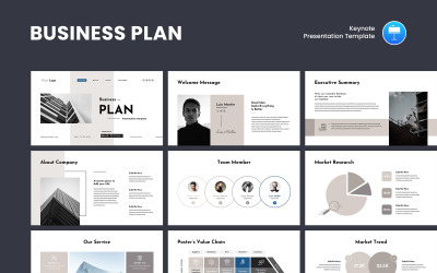 Vorlage für eine professionelle Keynote-Präsentation zum Thema Businessplan