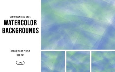 Watercolor Background Set – old Vintage Green &amp;amp; Blue Abstract Textures