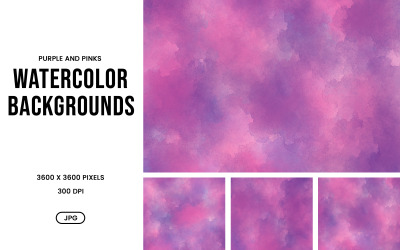 Watercolor Background Set – Purple &amp;amp; Pink Abstract Textures