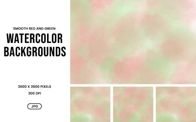 Watercolor Background Set – Smooth Pastel Red &amp;amp; Green Abstract Textures