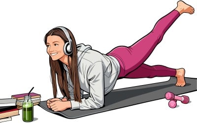 Full Shot Woman Exercising Illustration