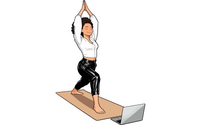 Illustrazione di una donna che fa stretching a figura intera 1