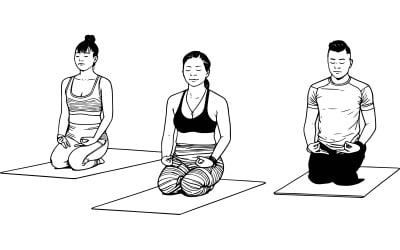 Group Meditation Vector Line Art