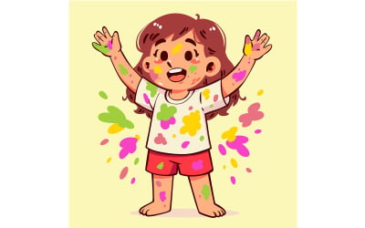 Cartoon of a Girl with Paint on Her Hands