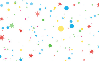 Colorful Confetti Border With Stars and Circles — Party Celebration Background With White Space