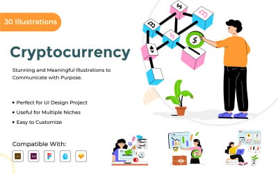 Cryptocurrency Flat Vector Illustration