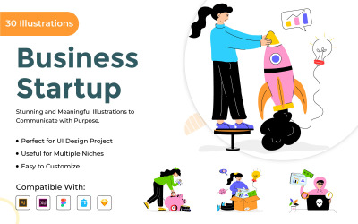 Digital Marketing &amp;amp; Business Growth Flat Vector Illustration