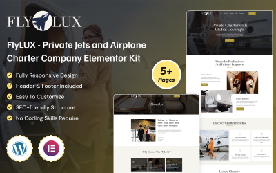 FlyLUX - Magánrepülőgépek és Repülőgép Bérlő Cég Elementor Kit