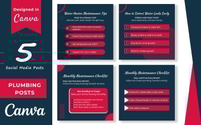 Plumbing Service Social Media Posts Canva Bundle Social Media Post Canva